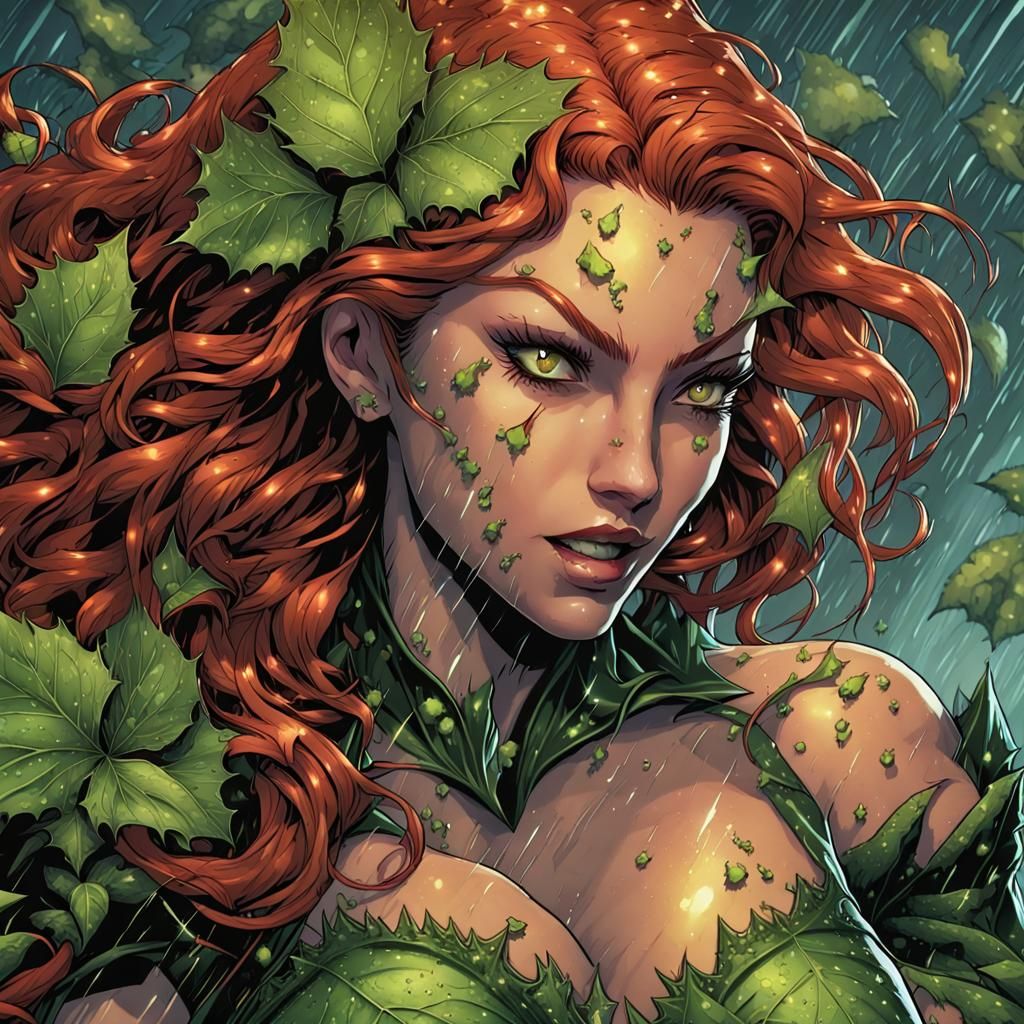 Detailed Poison Ivy in Stormy DnD Scene