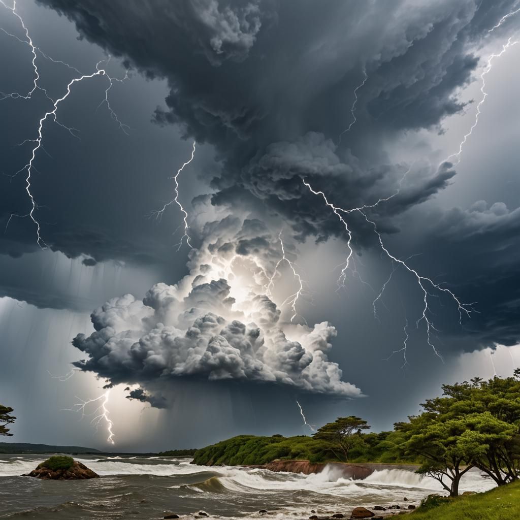 Dramatic Nature Storm Generated by AI
