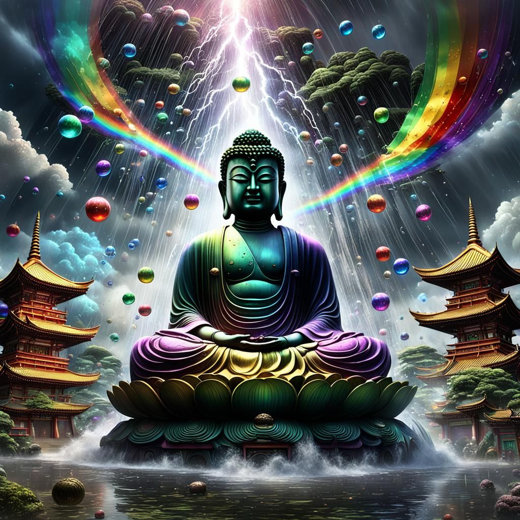 Rainbow Buddha in Japanese Wind Storm