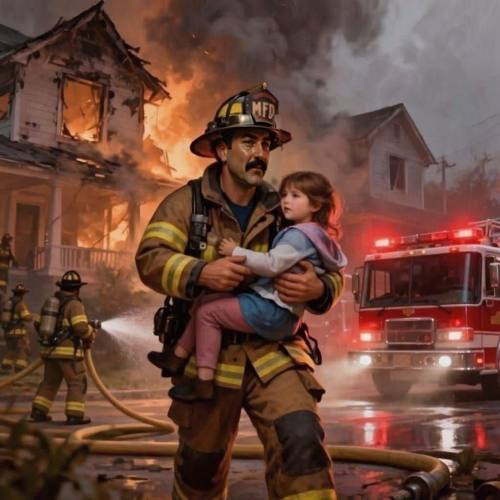 Heroic Firefighter Rescues Child From Burning House