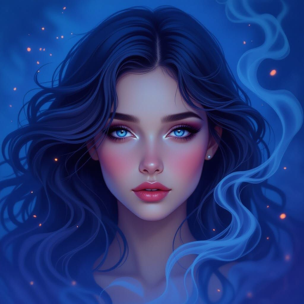 Ethereal Woman in Dreamlike Vortex Portrait