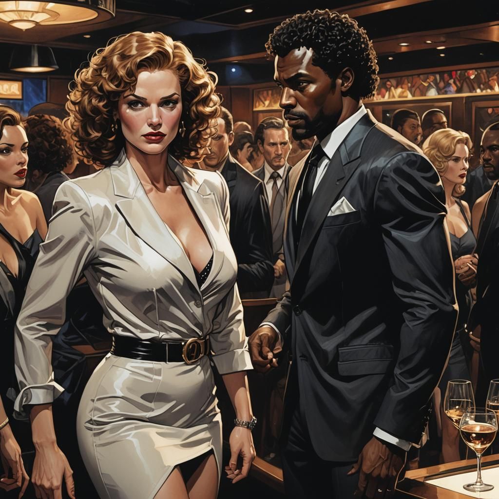 Intense Nightclub Gaze in Comic Book Style