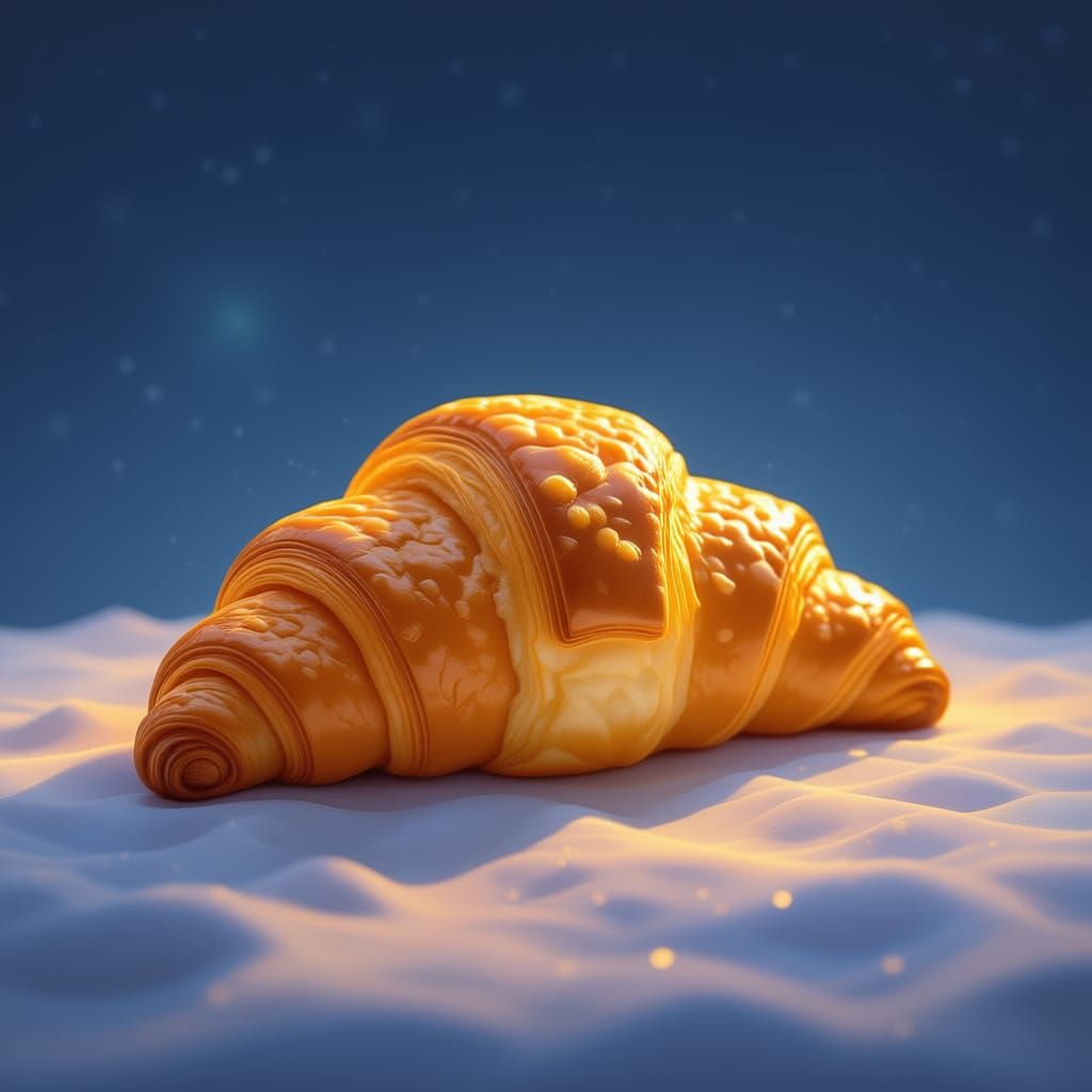 Sparkling Gold Croissant: AI Generated Art