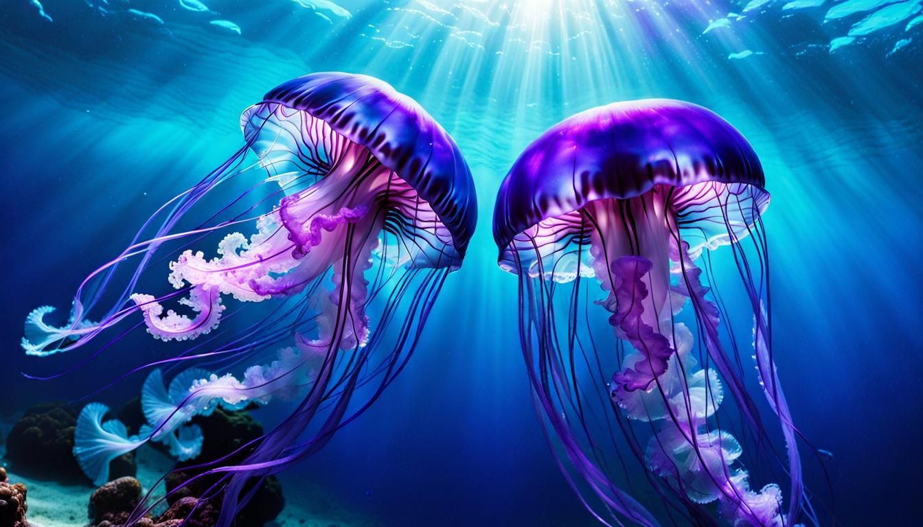 Bioluminescent Jellyfish Dance in the Deep Sea