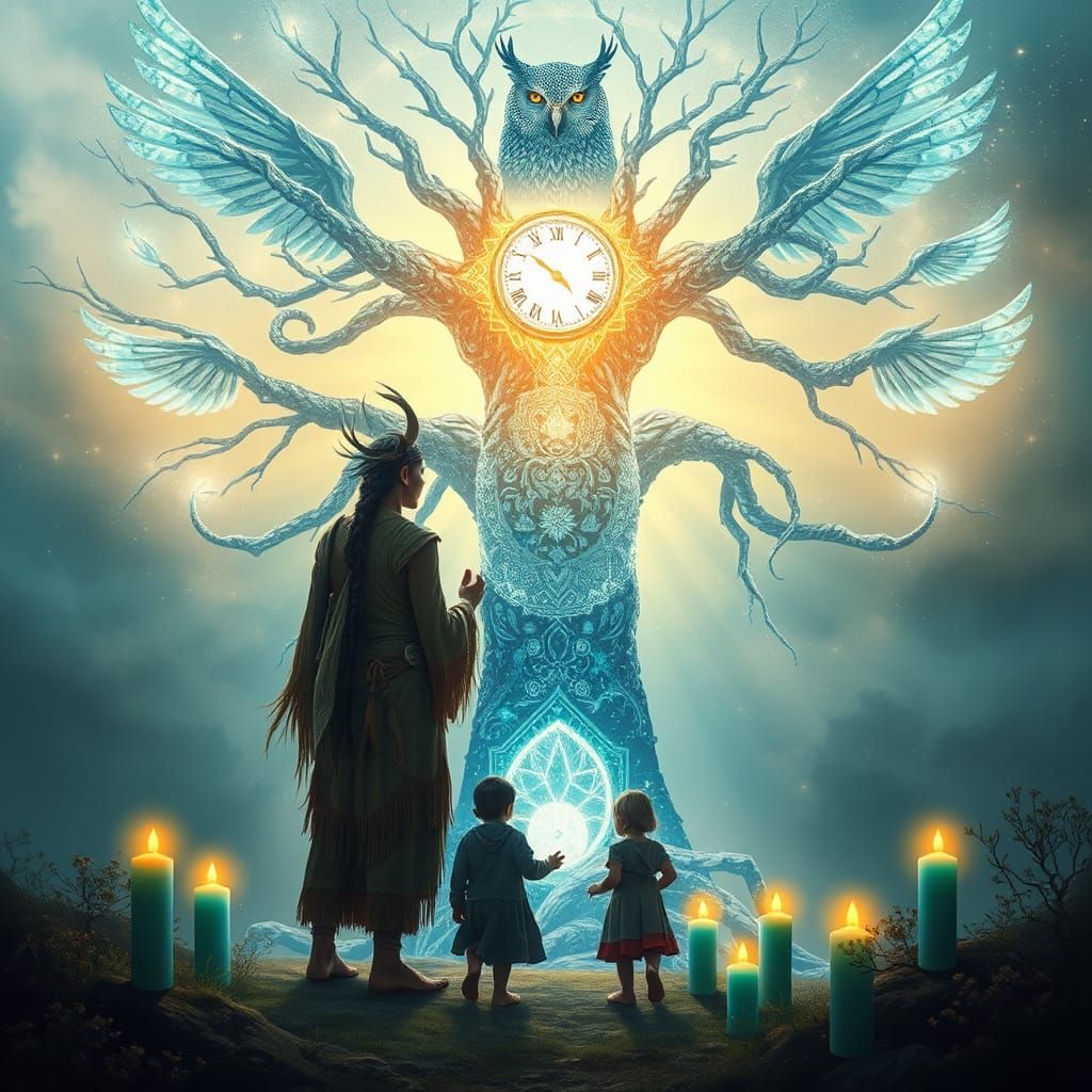 Mystical Shaman and the Six-Armed Owl Leopard King