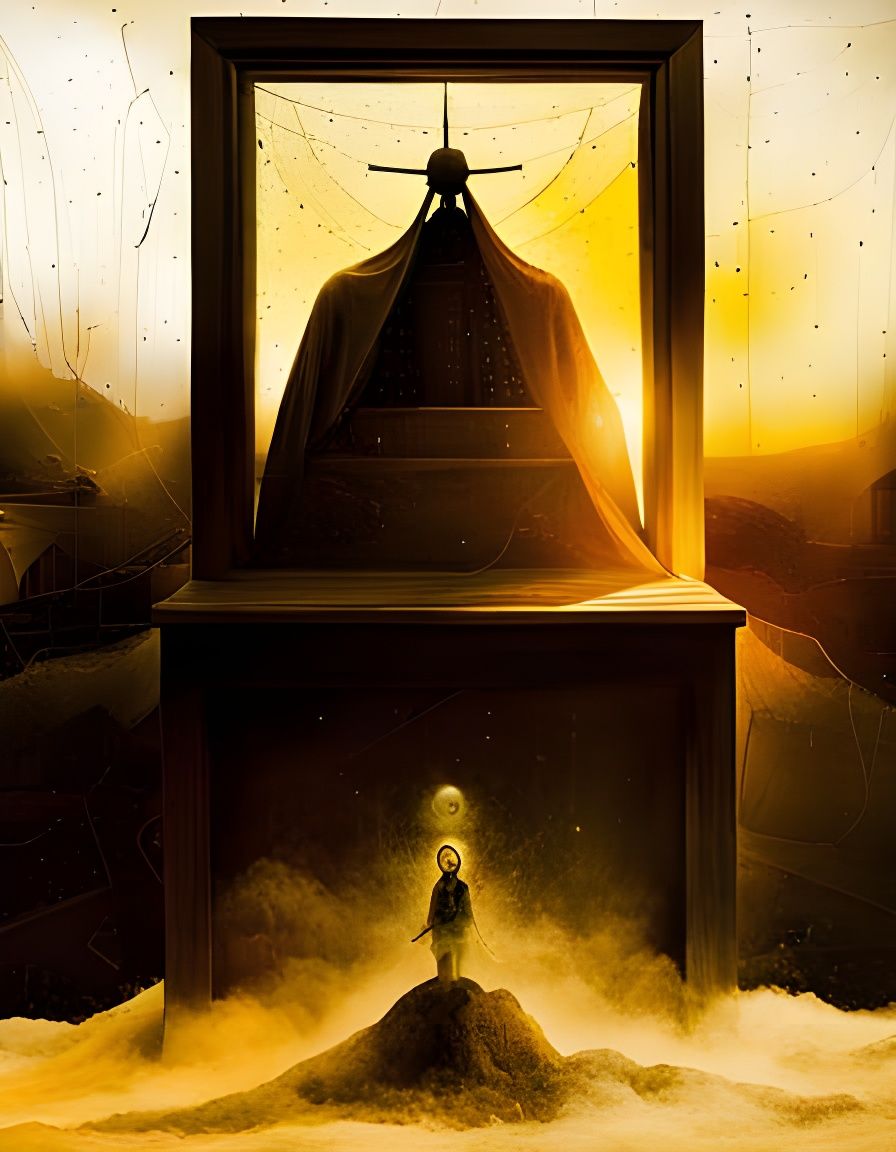 Nightmarish Surreal Altar of Dust in Mixed-Media Art