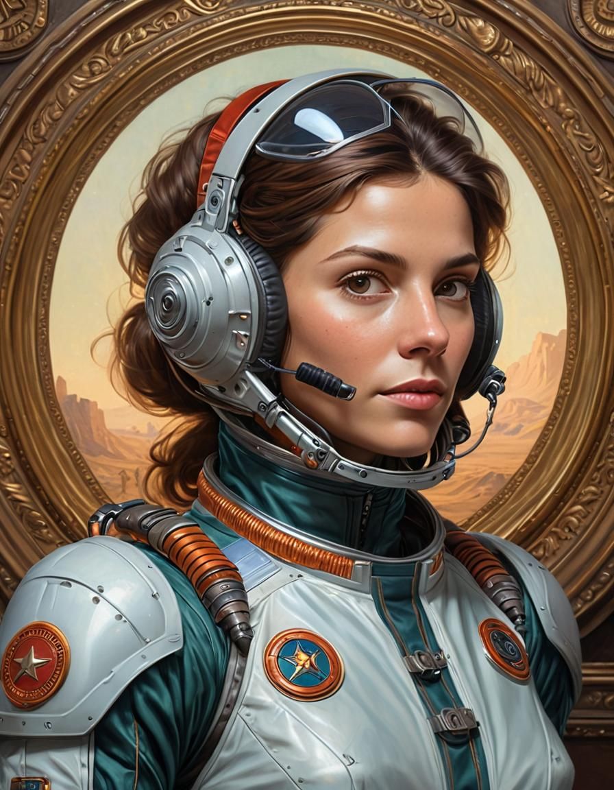 Spaceship Pilot Portrait in Academicist Style