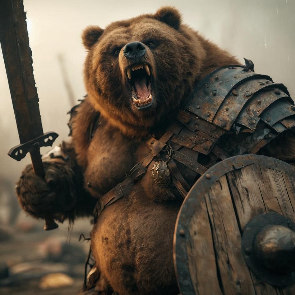 Brutalist Portrait of Obese Bear Barbarian