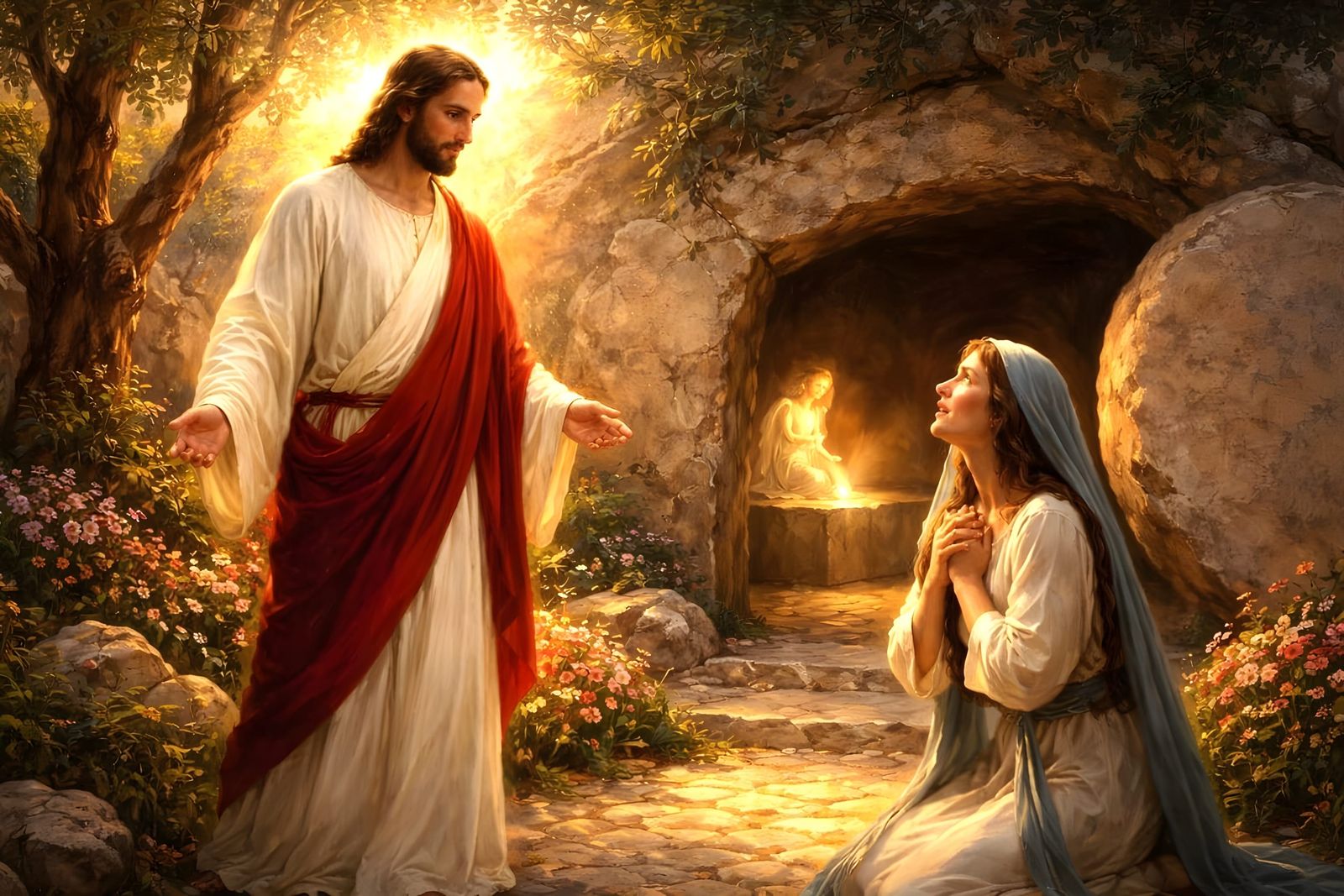 Jesus Appears to Mary Magdalene at the Tomb in Rembrandt Sty...