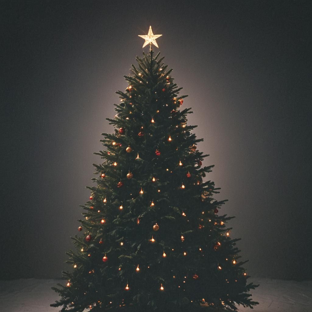 Spooky Christmas Tree in Dark, Cinematic Style