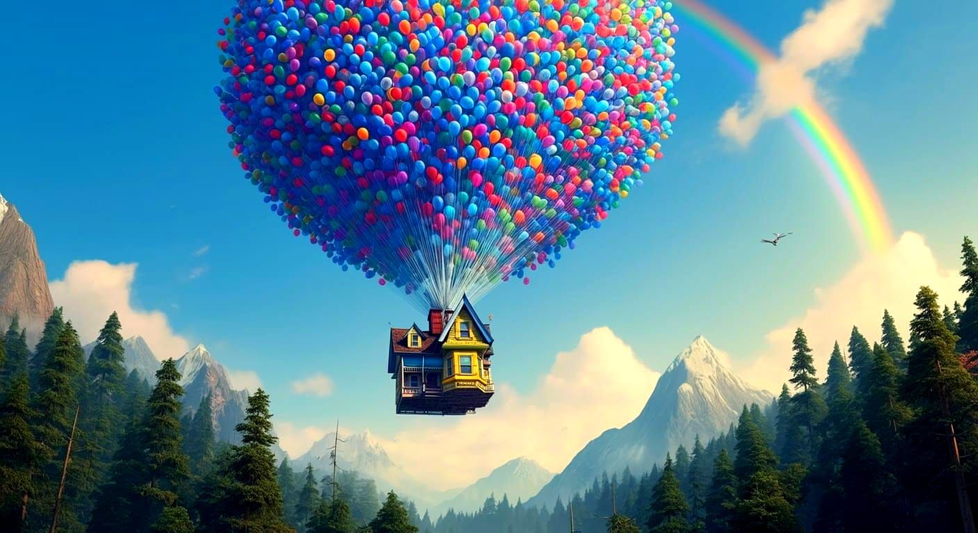 Floating House from 'Up' in Pixar Style