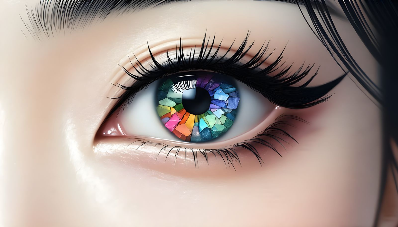 Close-Up of Colorful Iris in Realistic Style