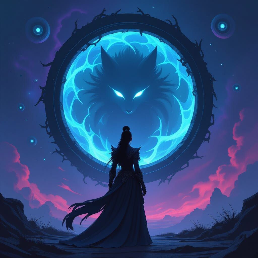 Dark Fantasy Kitsune Before Cosmic Ring