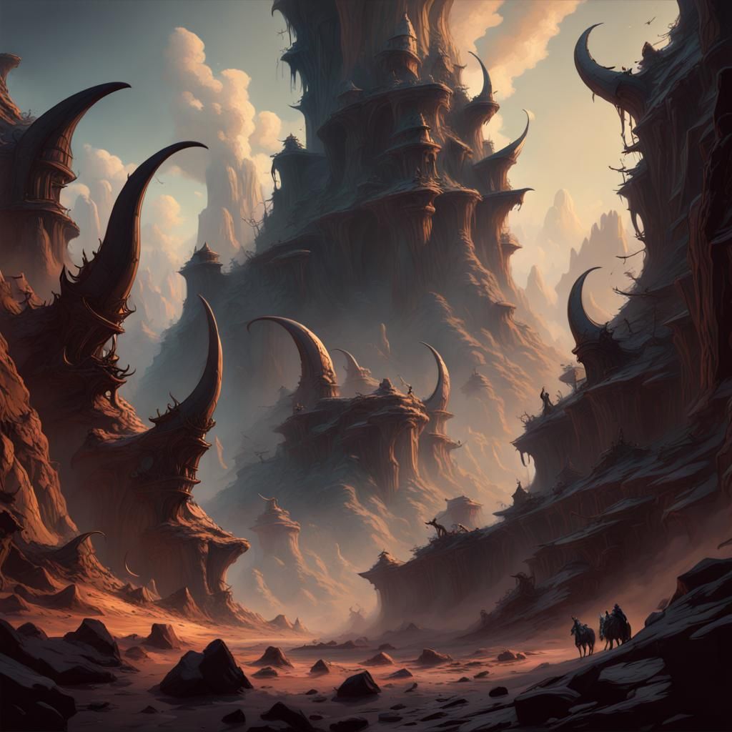 Frazetta Style Vicious Horn Fantasy Concept Art