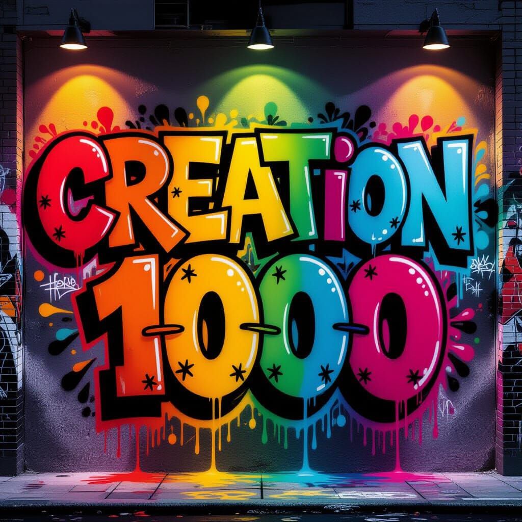 Vibrant Graffiti Mural Celebrating "Creation 1000"