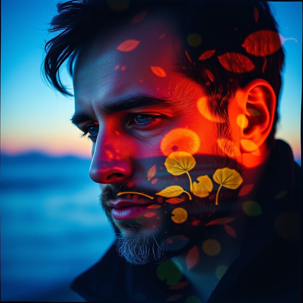 A Man in Timeless Double Exposure