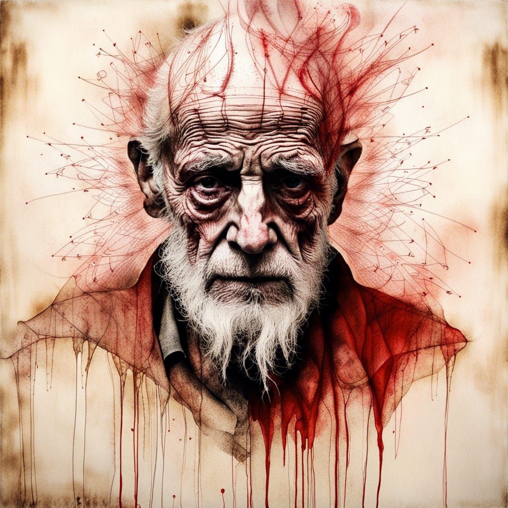 Abstract Portrait in Red Ink Rorschach Style