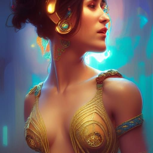 Belly Dancer Portrait in Hyperdetailed Art Nouveau Style