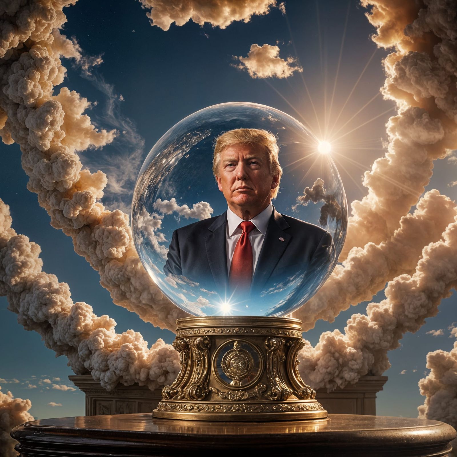 Insanely detailed perfectly round crystal ball filled with i...