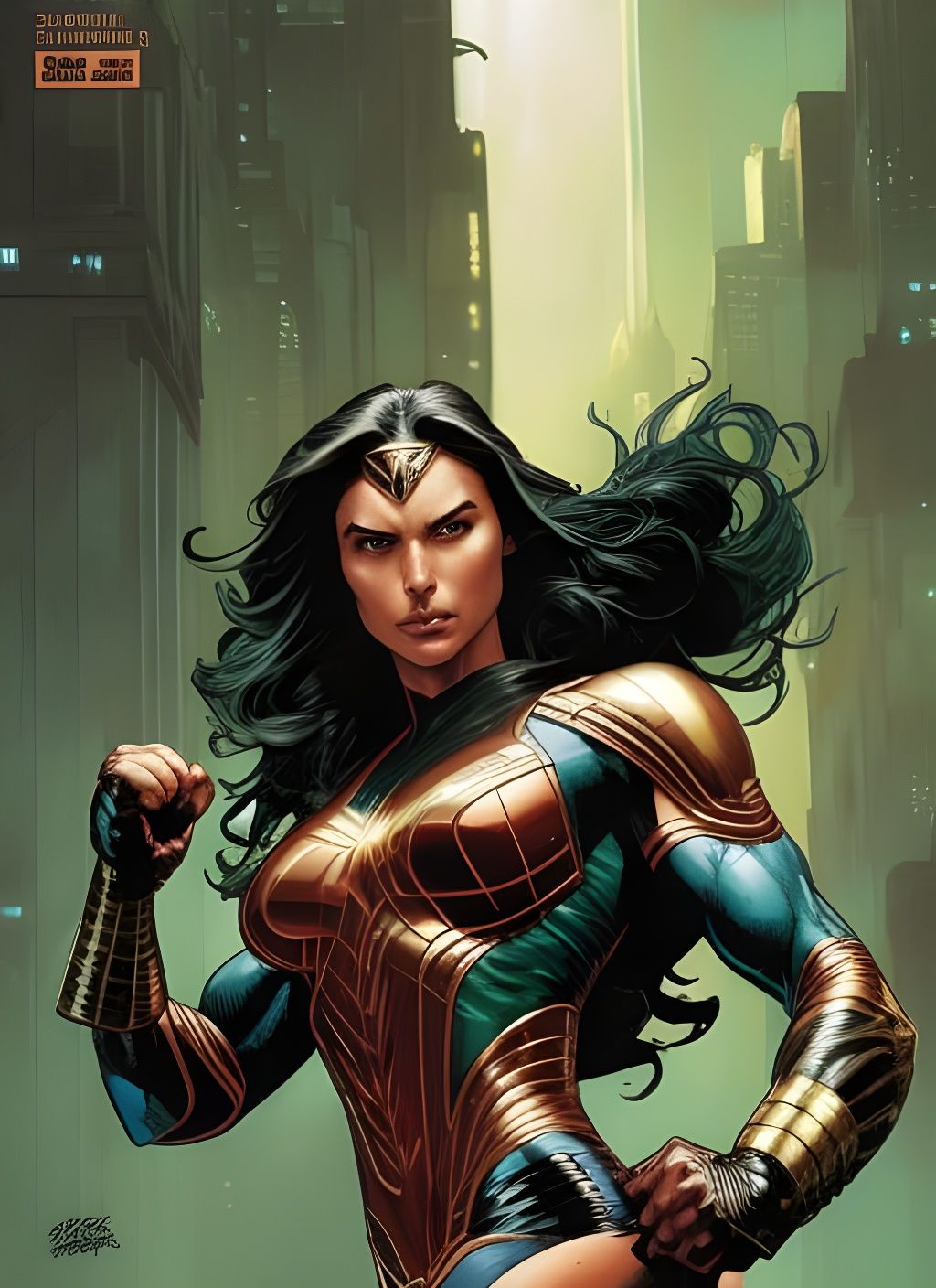 Hyperdetailed Crayon Caricature of Muscular She-Hulk