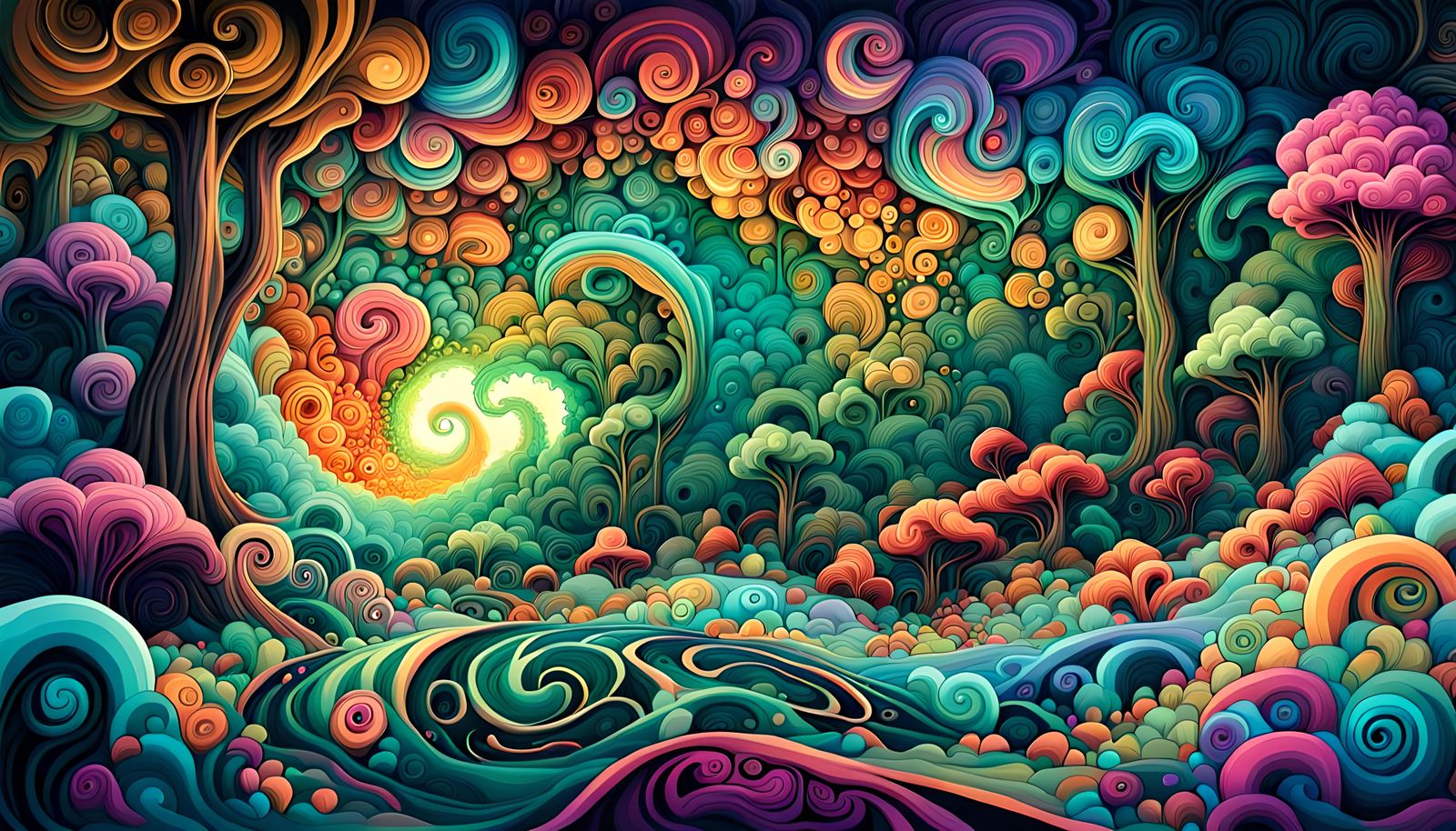 Dreamtime Forest: Abstract Anime Vector Art