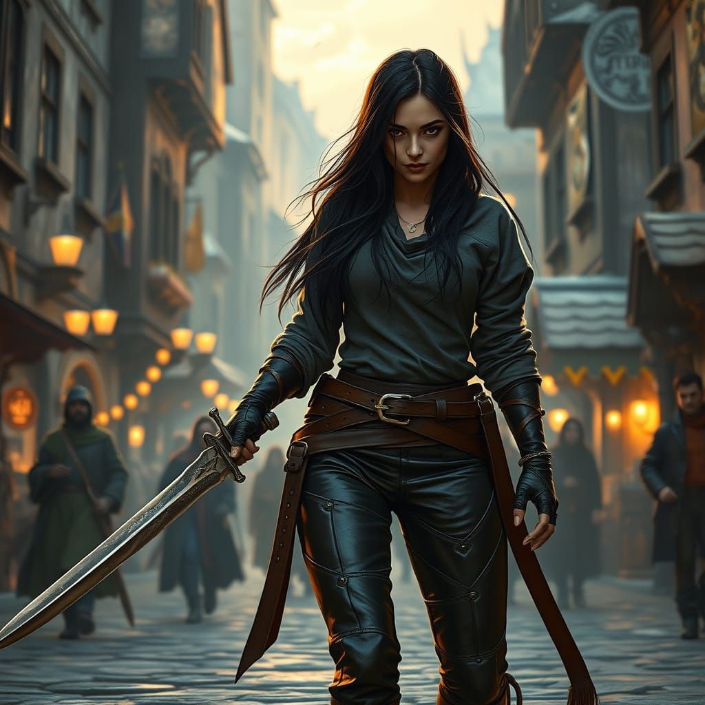 Medieval Fantasy Mercenary in High Fantasy Style