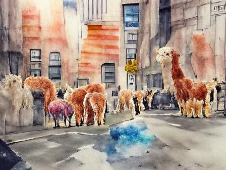 Alpacas in New York: Watercolor Art