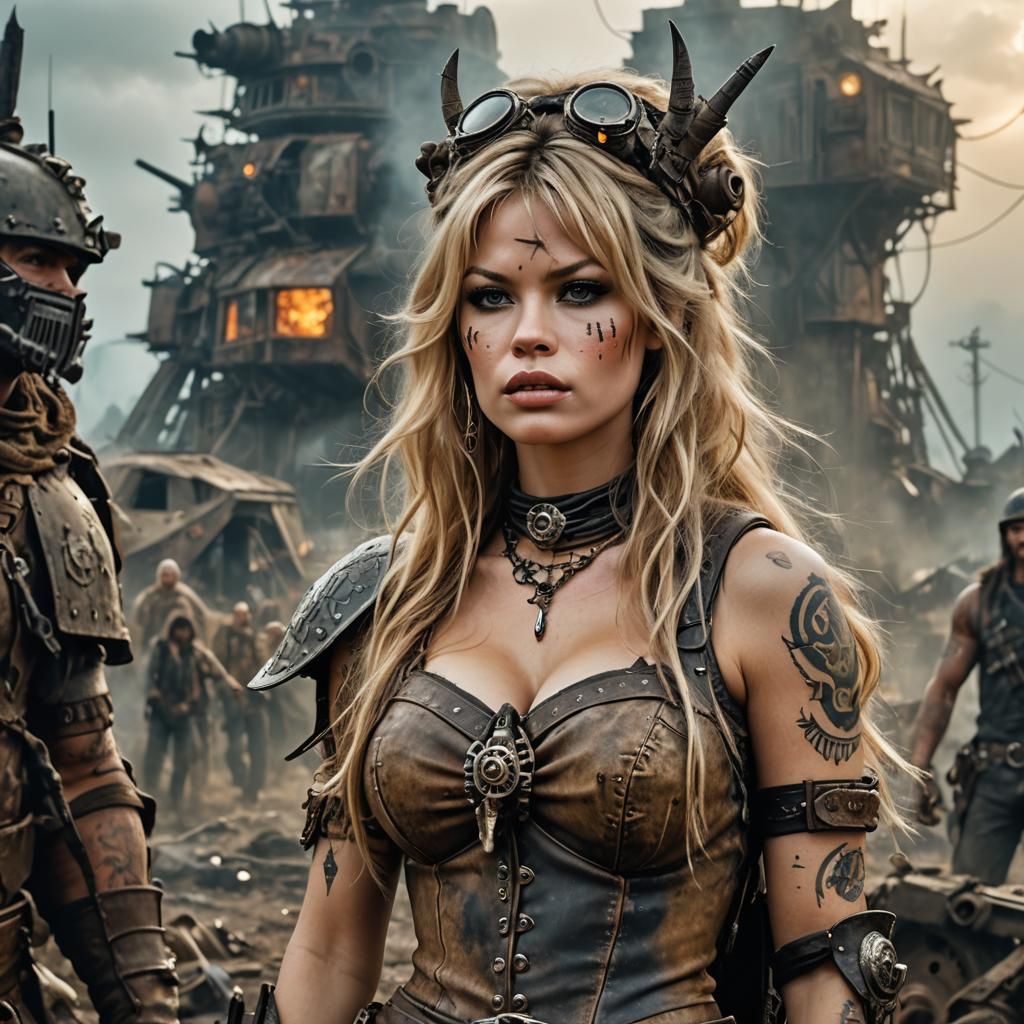Brigitte Bardot as Post-Apocalyptic Raider, Airbrush Art