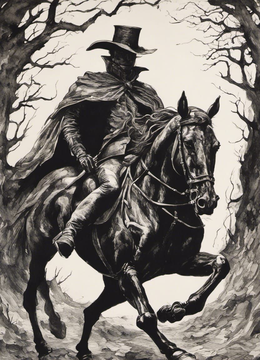 Headless Horseman Portrait in Ink