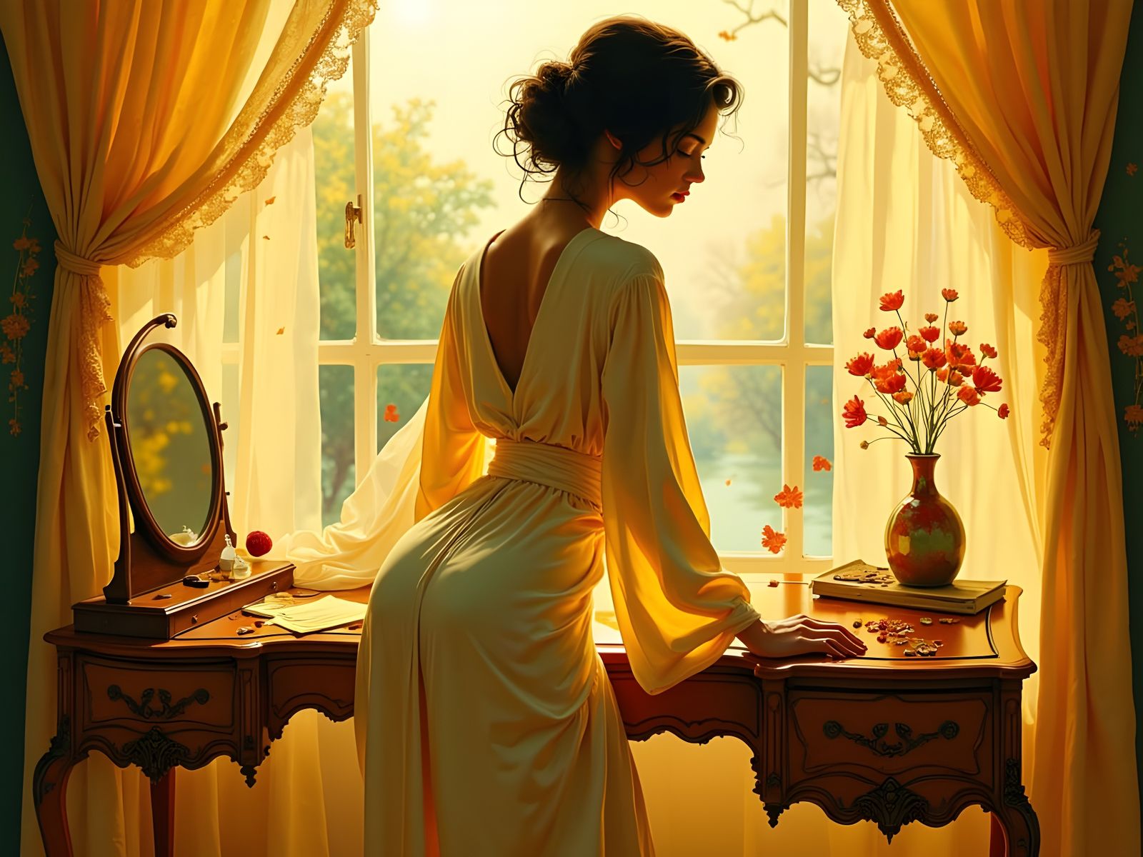 Sensual Pin-Up Poses at Dawn