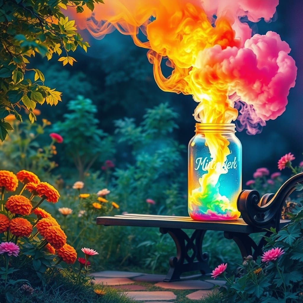 Mystical Wizard's Exploding Garden in Alcohol Ink Style