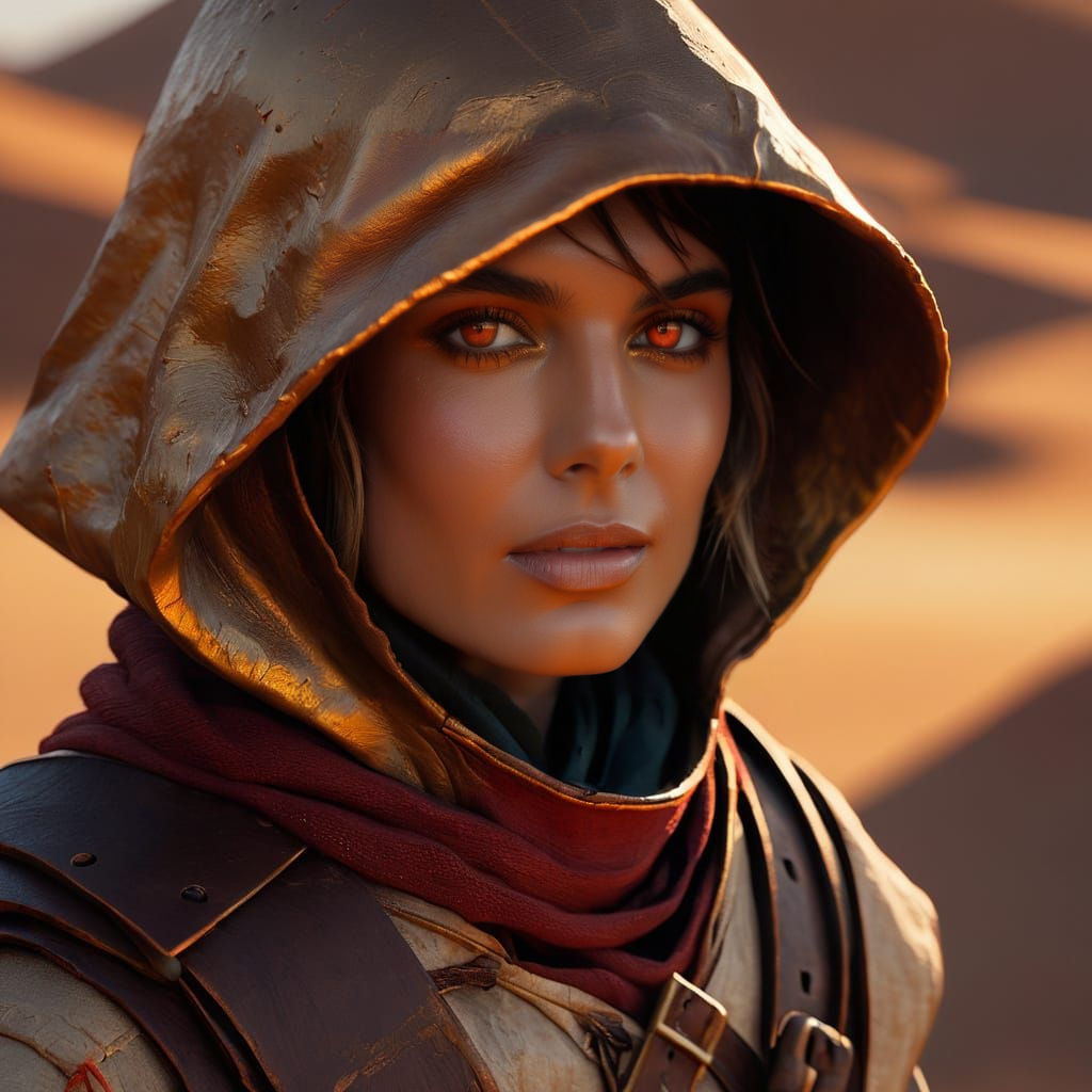 🔥 The Ember-Eyed Scout
Inspired by Alessandra Ambrosio
Pale...