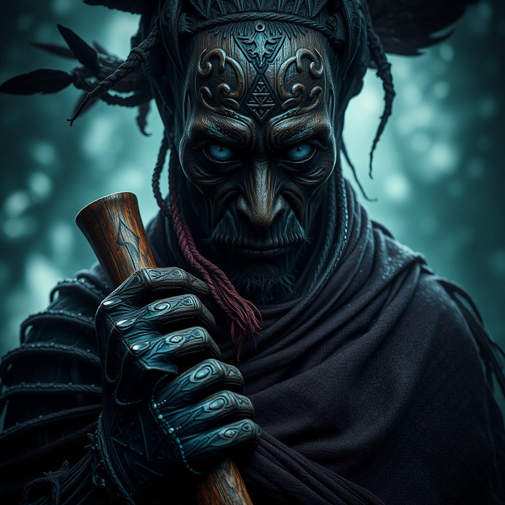Wooden Spirit Portrait in Dark Fantasy Style