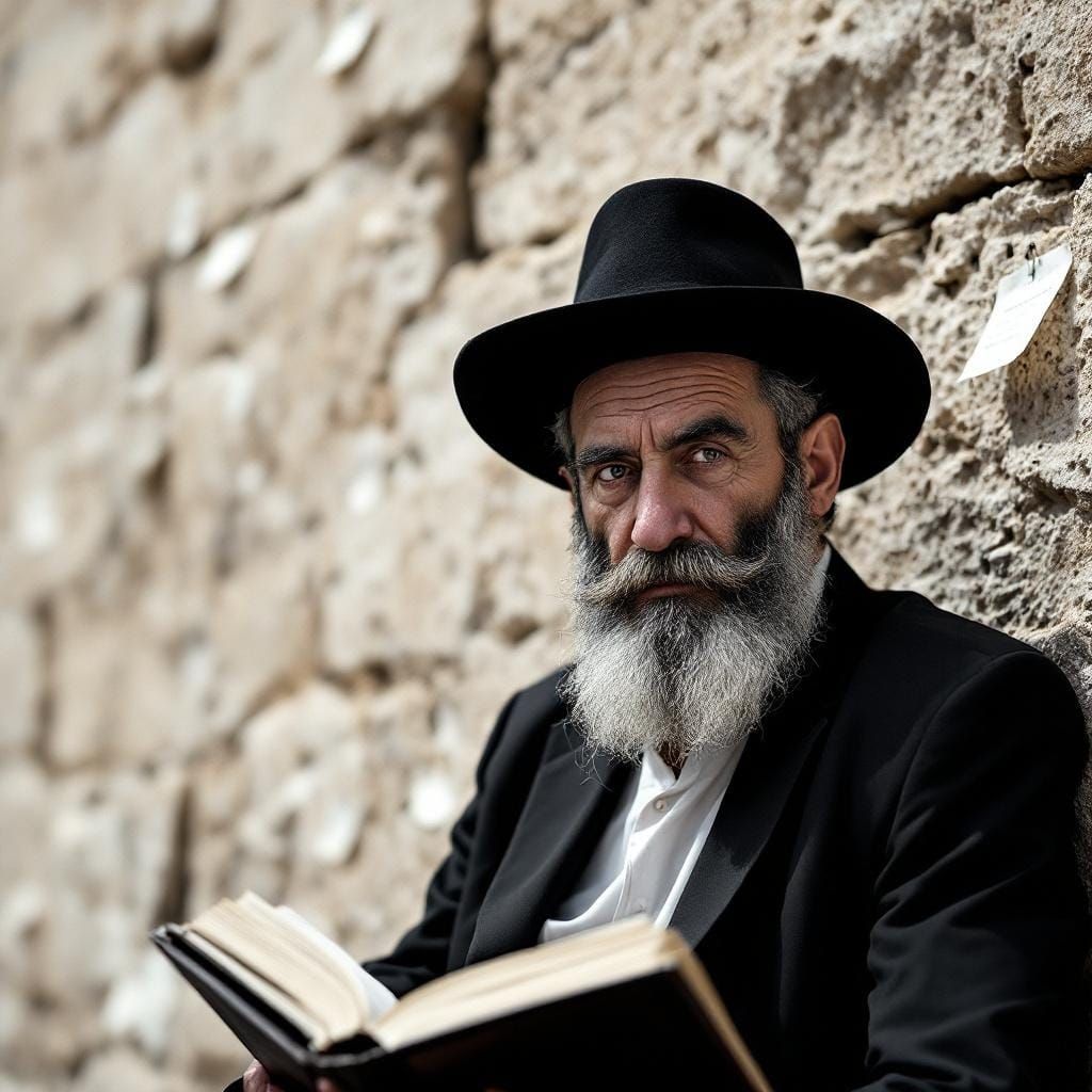 Wailing Wall: Religious Jew in Black and White Photography