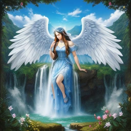 Ethereal Waterfall Spirit in Teda Barra Style