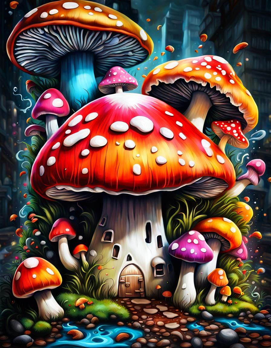 Detailed Graffiti Art with Melting Textures