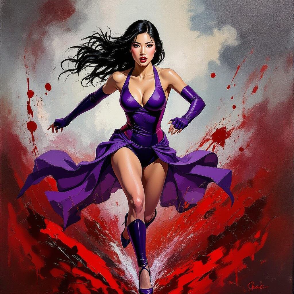 Expressionist Portrait of a Woman in a Storm of Blood