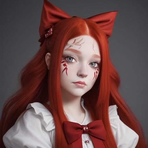 Person with Red Hair, Scales, and Bow