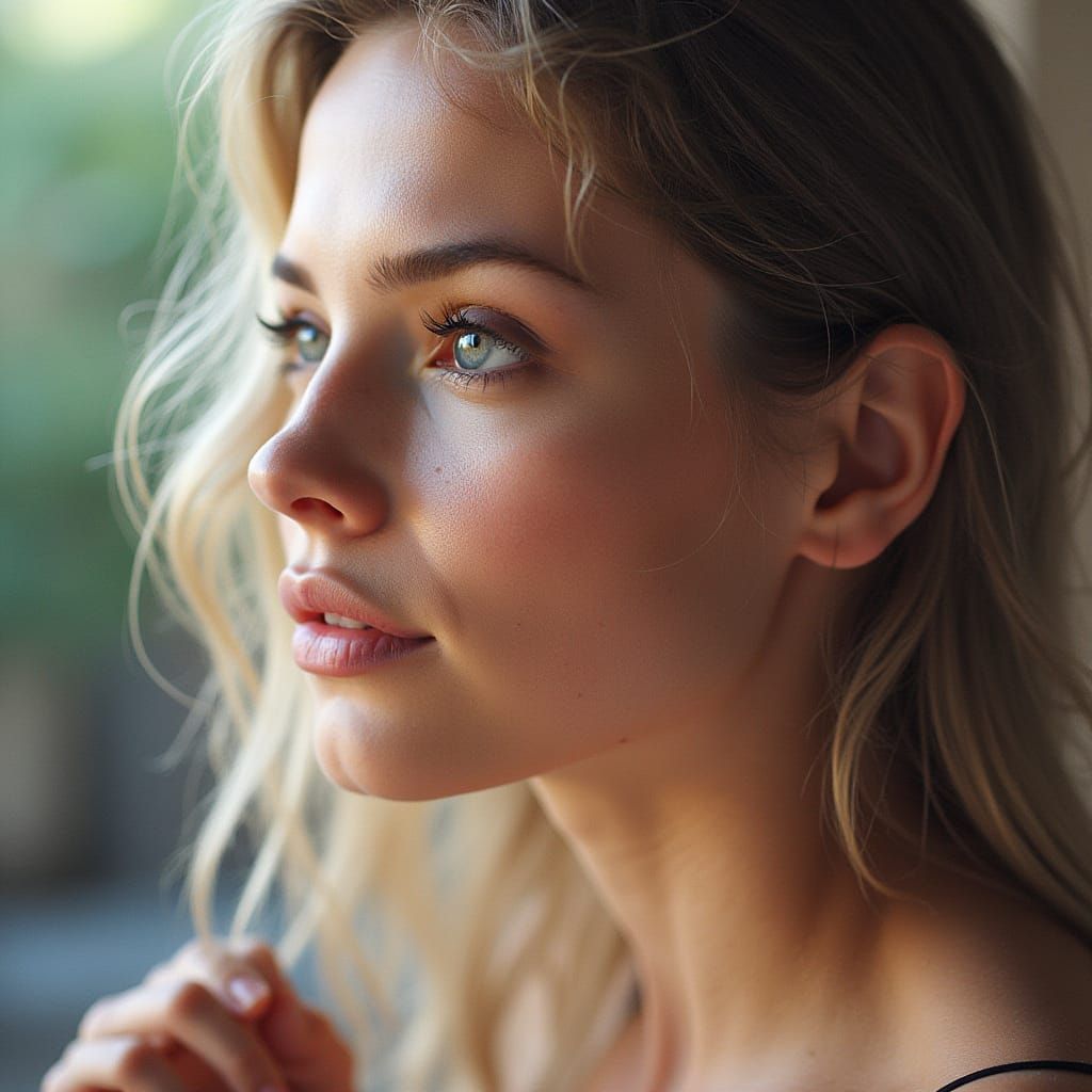 Sensual Woman in Swimwear Relaxing on a Beach