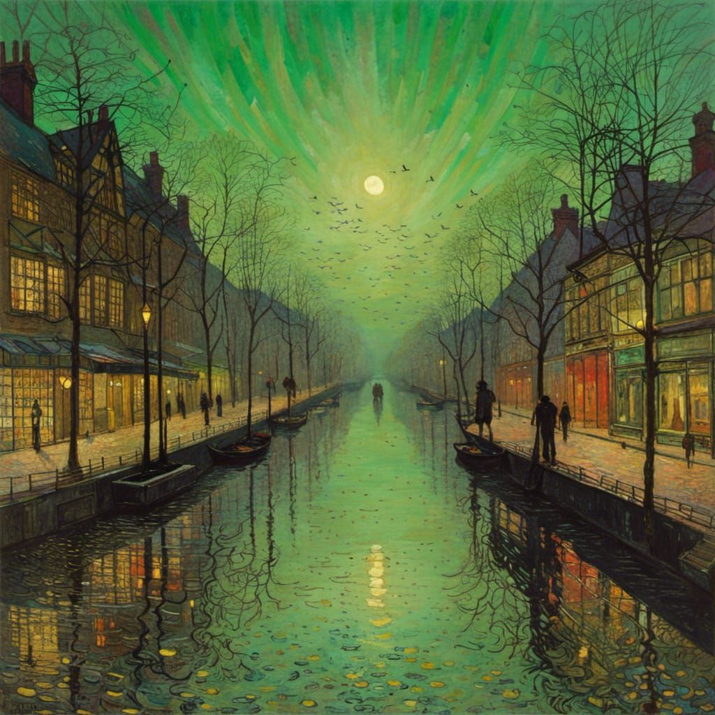 Misty River at Night as Luminist Painting