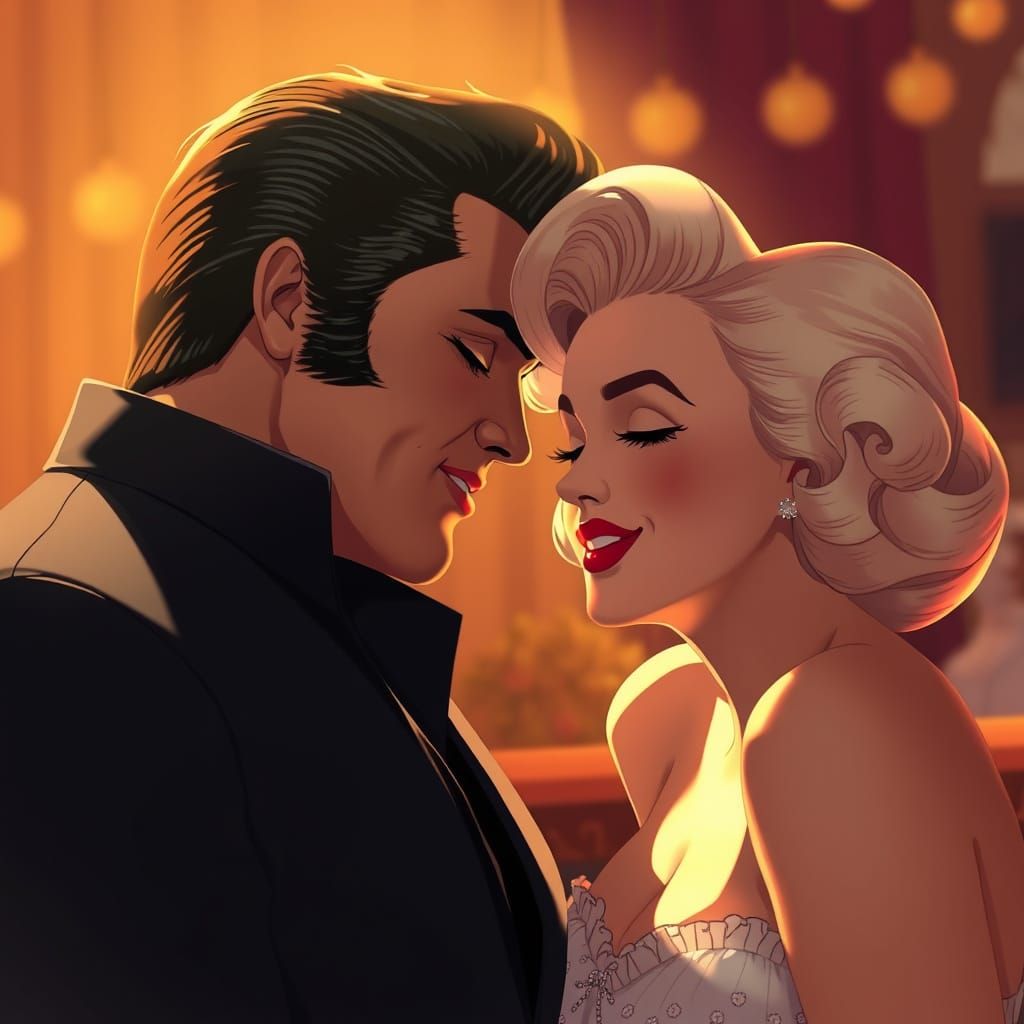 Golden Era Romance: Elvis and Marilyn in Whimsical Anime Sty...
