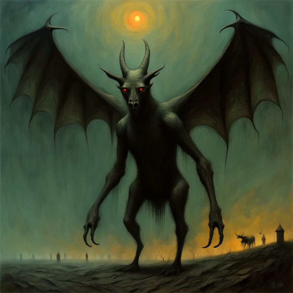 Jersey Devil in Dark Surrealist Style
