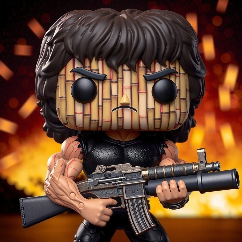 Funko Pop Rambo Bamboo Sculpture with M60