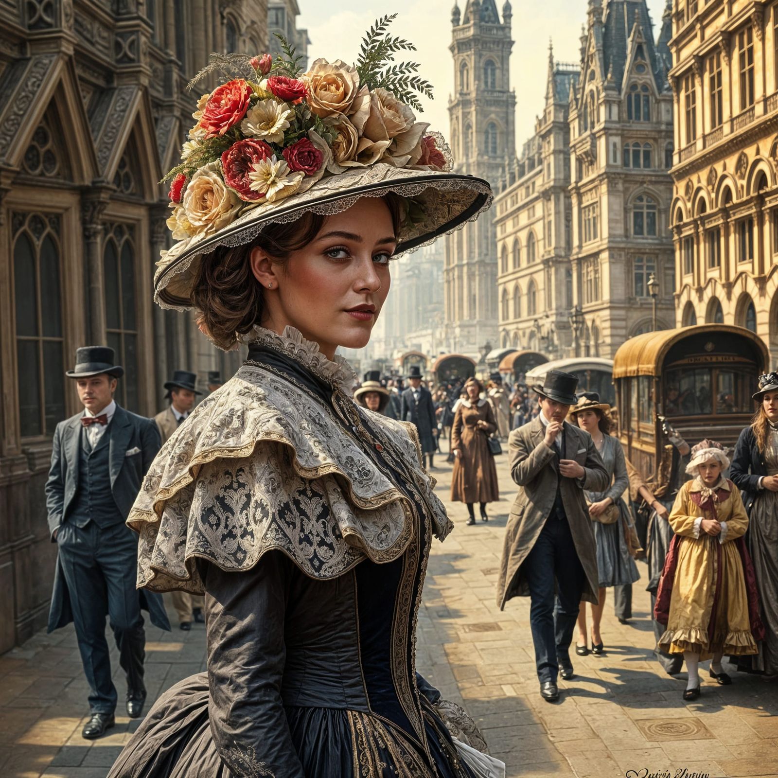 Victorian Woman in London, Impressionistic Style