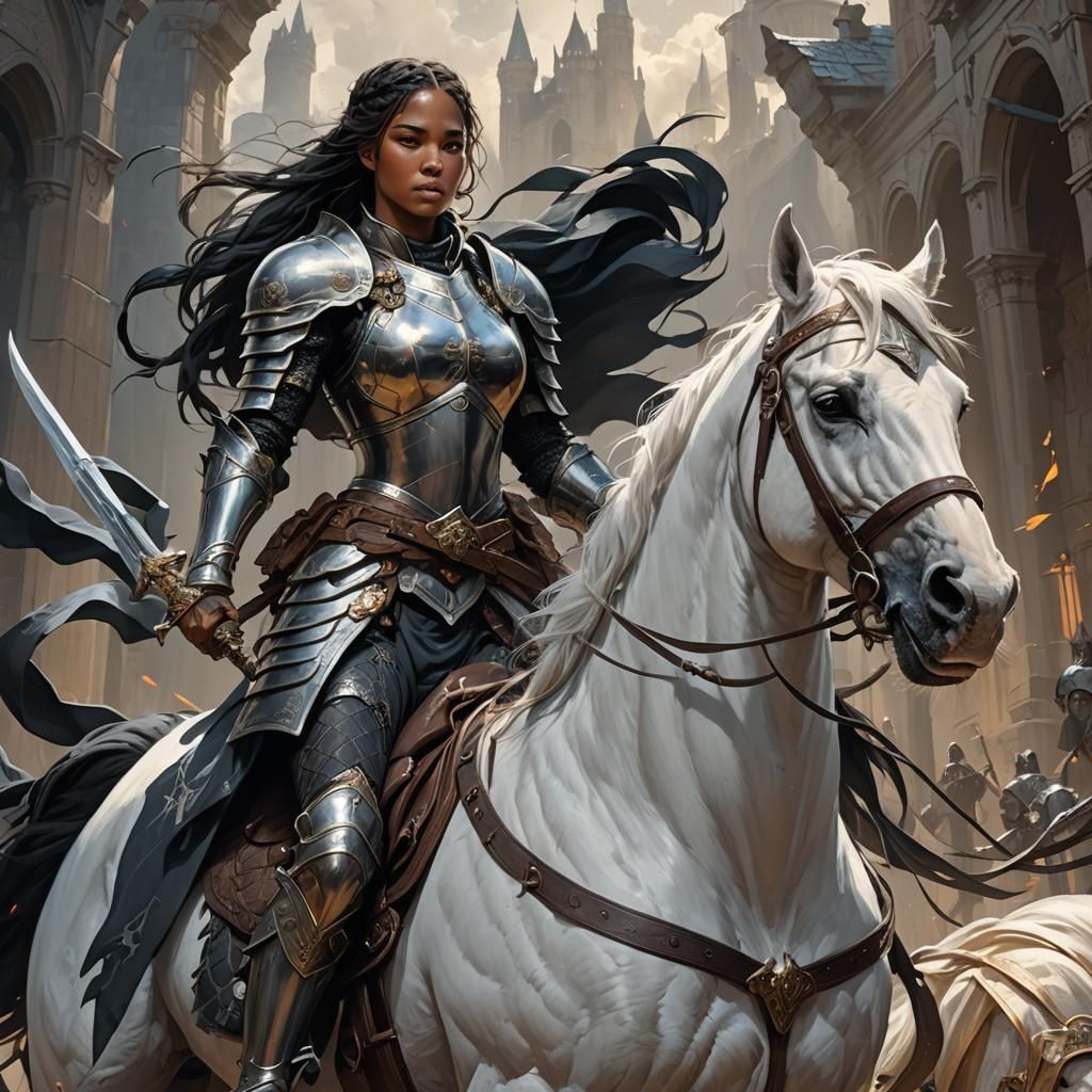 Noble Knight with Obsidian Hound, Fantasy Portrait