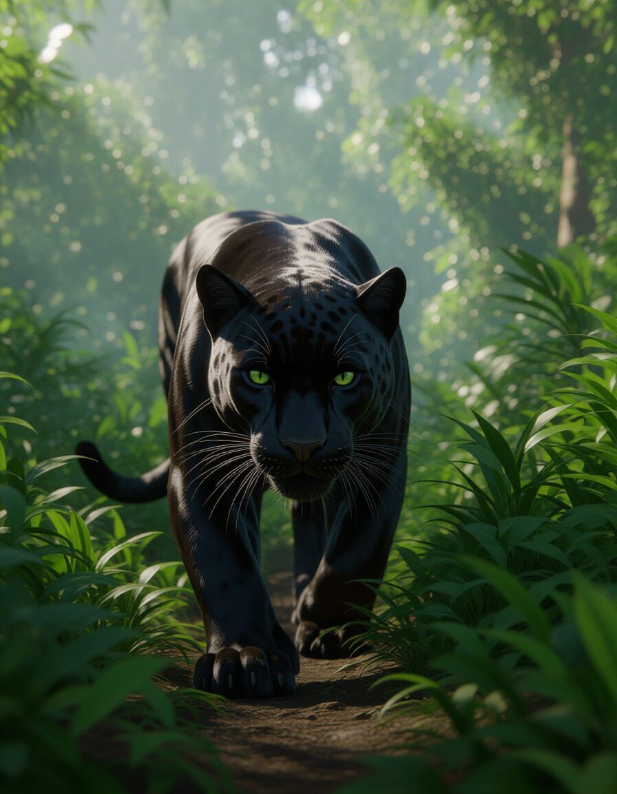 Black Panther Emerges from Jungle in Unreal Engine