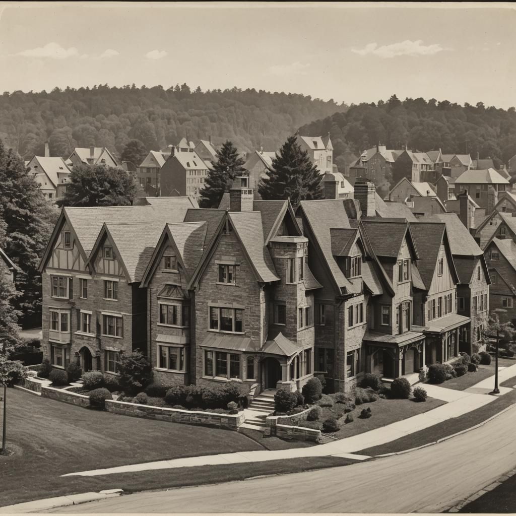 Brick and Stone Homes with High-Peaked Gables
