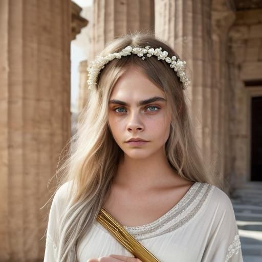 Cara Delevingne as Muse on Acropolis in Digital Art