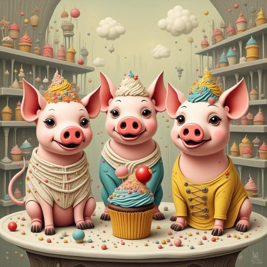 Cake Pop Pigs in Whimsical Bakery Setting