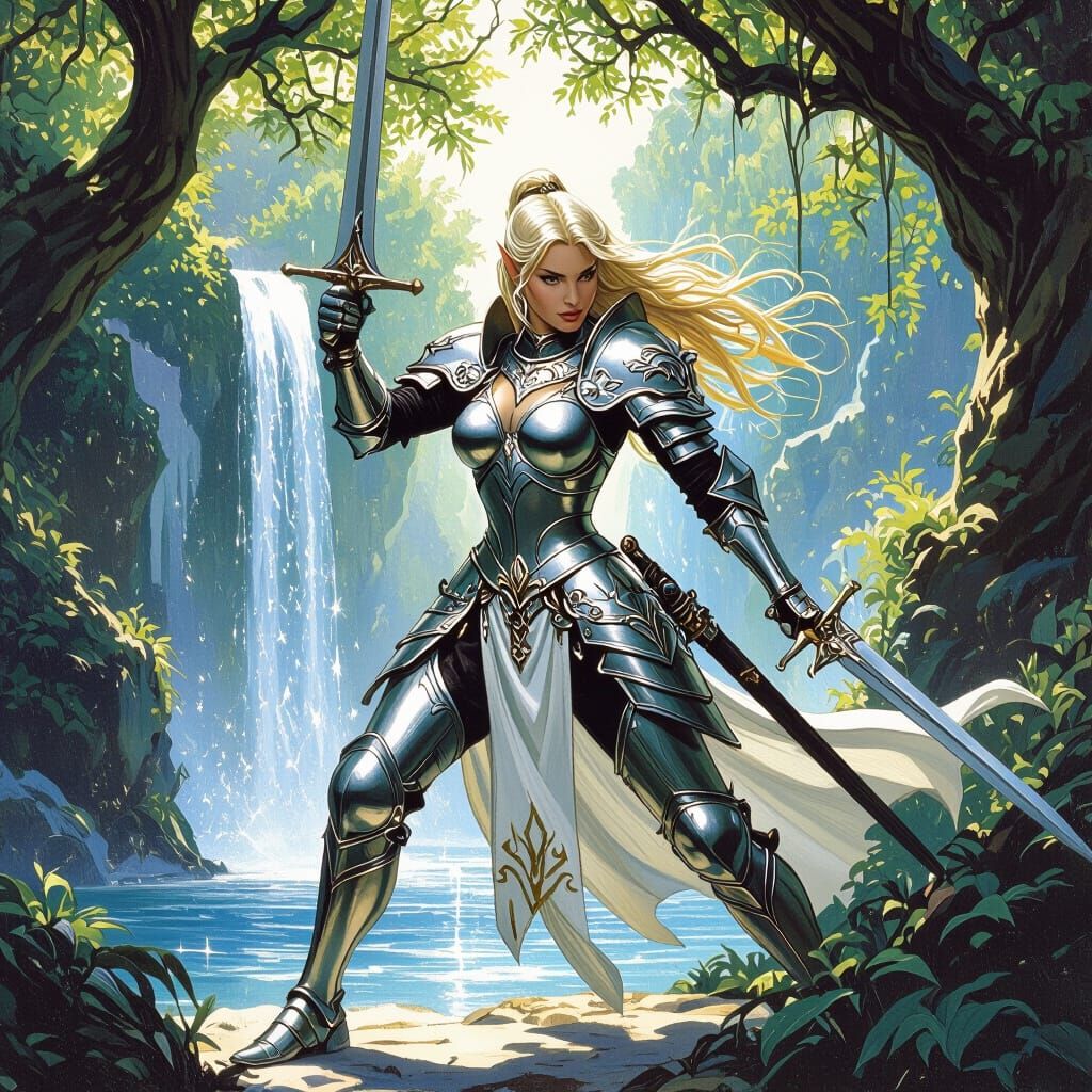 High Elf Swordmaster Training in Lush Ulthuan Landscape